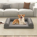 Egg-Foam Dog Crate Bed with 3-Side Bolster and Removable Washable Bed Cover-Gray by LJGDeals