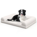 Egg-Foam Dog Crate Bed with 3-Side Bolster and Removable Washable Bed Cover-Beige by LJGDeals