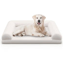 Egg-Foam Dog Crate Bed with 3-Side Bolster and Removable Washable Bed Cover-Beige by LJGDeals