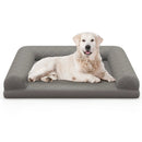 Egg-Foam Dog Crate Bed with 3-Side Bolster and Removable Washable Bed Cover-Gray by LJGDeals
