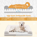 Egg-Foam Dog Crate Bed with 3-Side Bolster and Removable Washable Bed Cover-Beige by LJGDeals
