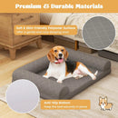 Egg-Foam Dog Crate Bed with 3-Side Bolster and Removable Washable Bed Cover-Gray by LJGDeals