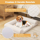 Egg-Foam Dog Crate Bed with 3-Side Bolster and Removable Washable Bed Cover-Beige by LJGDeals