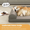 Egg-Foam Dog Crate Bed with 3-Side Bolster and Removable Washable Bed Cover-Gray by LJGDeals