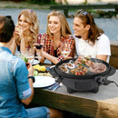 Electric BBQ Grill 1200W Indoor Outdoor Grill with 2-Zone Non-Stick Grilling Plate by LJGDeals