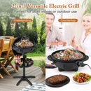 Electric BBQ Grill 1200W Indoor Outdoor Grill with 2-Zone Non-Stick Grilling Plate by LJGDeals