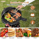 Electric BBQ Grill 1200W Indoor Outdoor Grill with 2-Zone Non-Stick Grilling Plate-Black