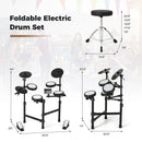 Electric Drum Set Foldable Drum Kit with 10 Demos and USB MIDI and 2 Drumsticks by LJGDeals