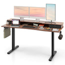 63 Inch x 24 Inch Electric Standing Desk with 2 Drawers-Rustic Brown