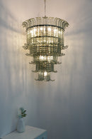 Elegant Leaf-Shaped Murano Glass Chandelier