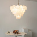Elegant White Murano Disc Chandelier