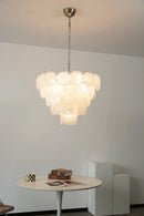 Elegant White Murano Disc Chandelier