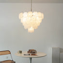 Elegant White Murano Disc Chandelier
