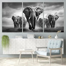 Elephant Family Wall Art Canvas Print, Framed Elephant Wall