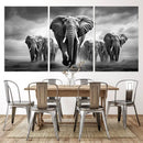 Elephant Family Wall Art Canvas Print, Framed Elephant Wall