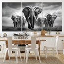 Elephant Family Wall Art Canvas Print, Framed Elephant Wall