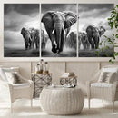 Elephant Family Wall Art Canvas Print, Framed Elephant Wall