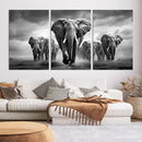 Elephant Family Wall Art Canvas Print, Framed Elephant Wall