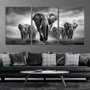 Elephant Family Wall Art Canvas Print, Framed Elephant Wall
