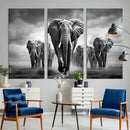 Elephant Family Wall Art Canvas Print, Framed Elephant Wall