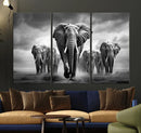 Elephant Family Wall Art Canvas Print, Framed Elephant Wall