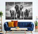 Elephant Family Wall Art Canvas Print, Framed Elephant Wall