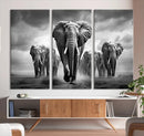 Elephant Family Wall Art Canvas Print, Framed Elephant Wall