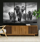 Elephant Family Wall Art Canvas Print, Framed Elephant Wall