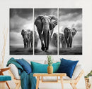 Elephant Family Wall Art Canvas Print, Framed Elephant Wall