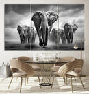 Elephant Family Wall Art Canvas Print, Framed Elephant Wall