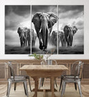 Elephant Family Wall Art Canvas Print, Framed Elephant Wall