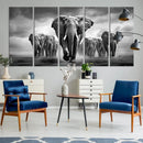 Elephant Family Wall Art Canvas Print, Framed Elephant Wall