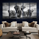 Elephant Family Wall Art Canvas Print, Framed Elephant Wall