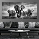 Elephant Family Wall Art Canvas Print, Framed Elephant Wall