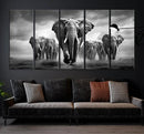 Elephant Family Wall Art Canvas Print, Framed Elephant Wall