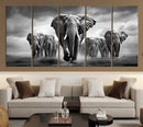 Elephant Family Wall Art Canvas Print, Framed Elephant Wall