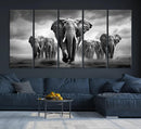 Elephant Family Wall Art Canvas Print, Framed Elephant Wall