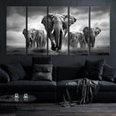 Elephant Family Wall Art Canvas Print, Framed Elephant Wall