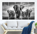 Elephant Family Wall Art Canvas Print, Framed Elephant Wall