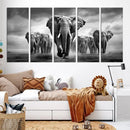 Elephant Family Wall Art Canvas Print, Framed Elephant Wall