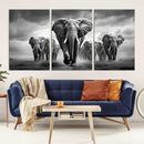 Elephant Family Wall Art Canvas Print, Framed Elephant Wall