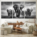 Elephant Family Wall Art Canvas Print, Framed Elephant Wall