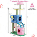 Elephant Themed Cat Tree for Adult Cats Multi-level Kitty Tower with 2 Condos by DirectDeals