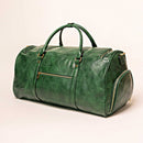 Emerald Green Leather Weekender Duffle Bag