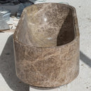 Solid Emperador Light Marble Hand-Carved Luxury Spa Bathtub - 29.5W x 67L x 19.5H
