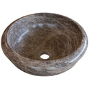 Emperador Brown Natural Marble Round Vessel Sink 16 Inch Polished Finish