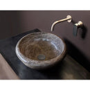 Emperador Brown Natural Marble Round Vessel Sink 16 Inch Polished Finish