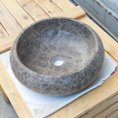 Handcrafted Emperador Brown Polished Round Vessel Marble Sink 16