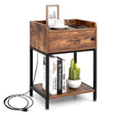 Lift Top End Table with Charging Station and Storage Shelves-Coffee by LJGDeals