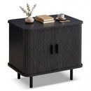 End Table Modern Mid Century Nightstand with Sliding Tambour Doors and Storage Shelf by DirectDeals